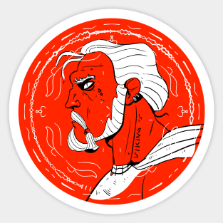 Red Viking Warrior Portrait Sticker